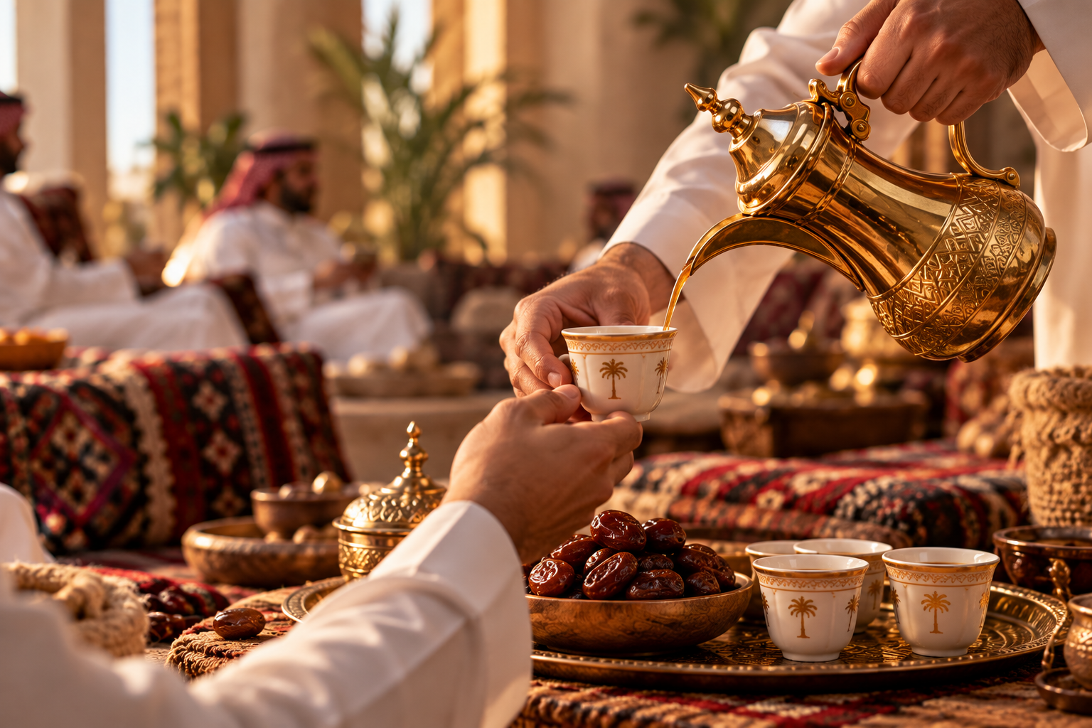 دلة وفنجان قهوة عربية
